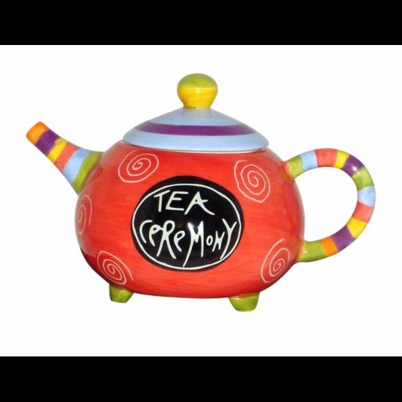 Color me Sushi ceramic footed teapot hand painted - Picture 2 of 6